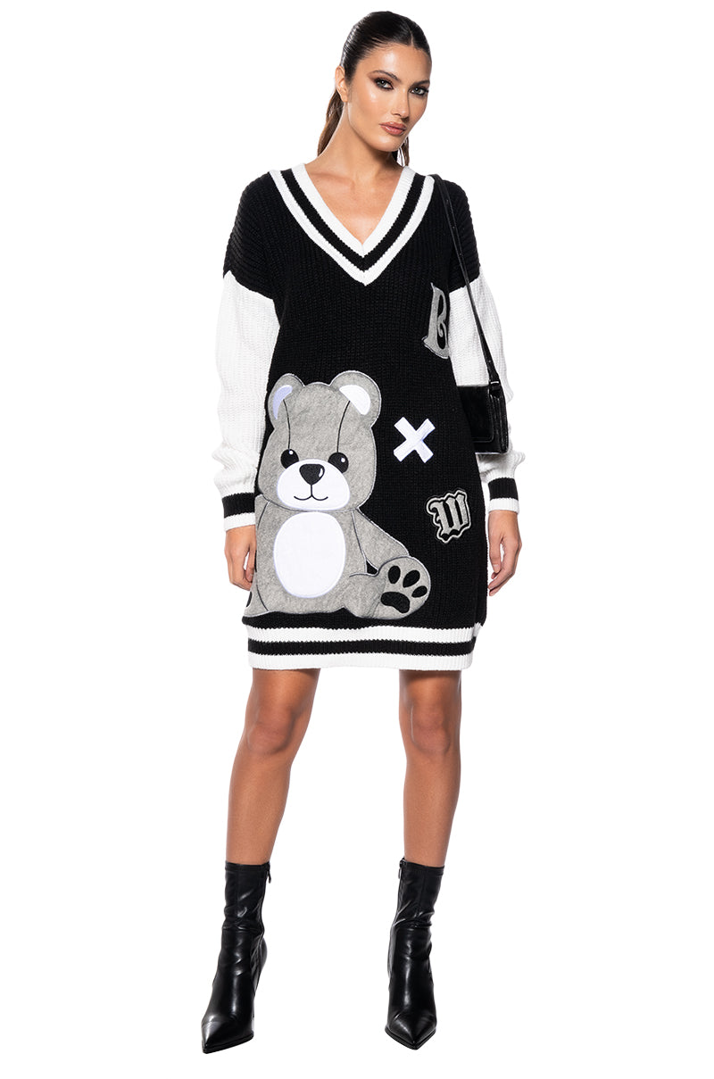 Teddy Knit Sweater Mini Dress