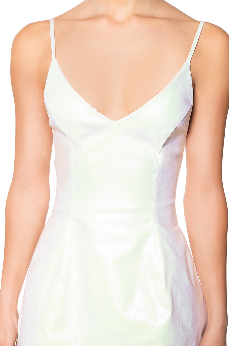 The Great Escape Metallic Mini Dress In White