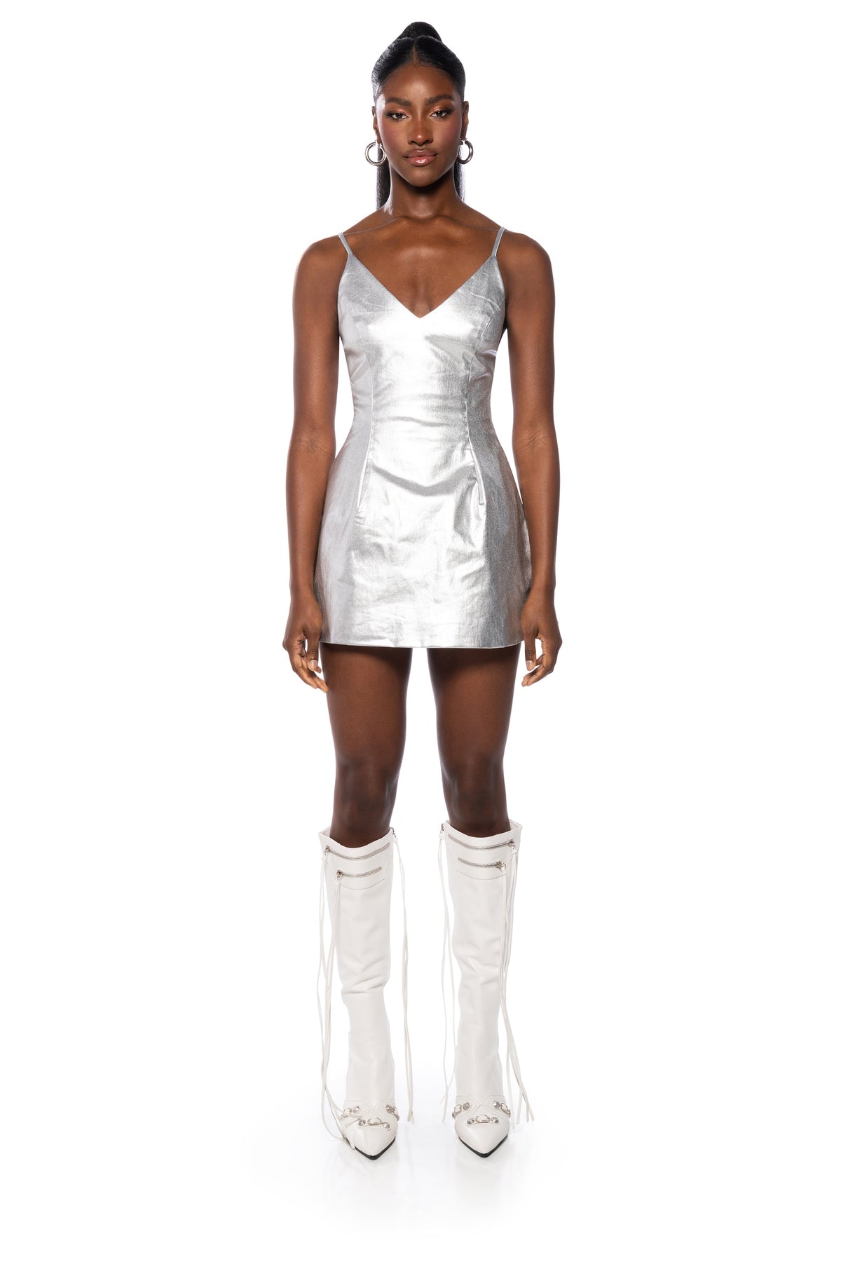 The Great Escape Metallic Silver Mini Dress