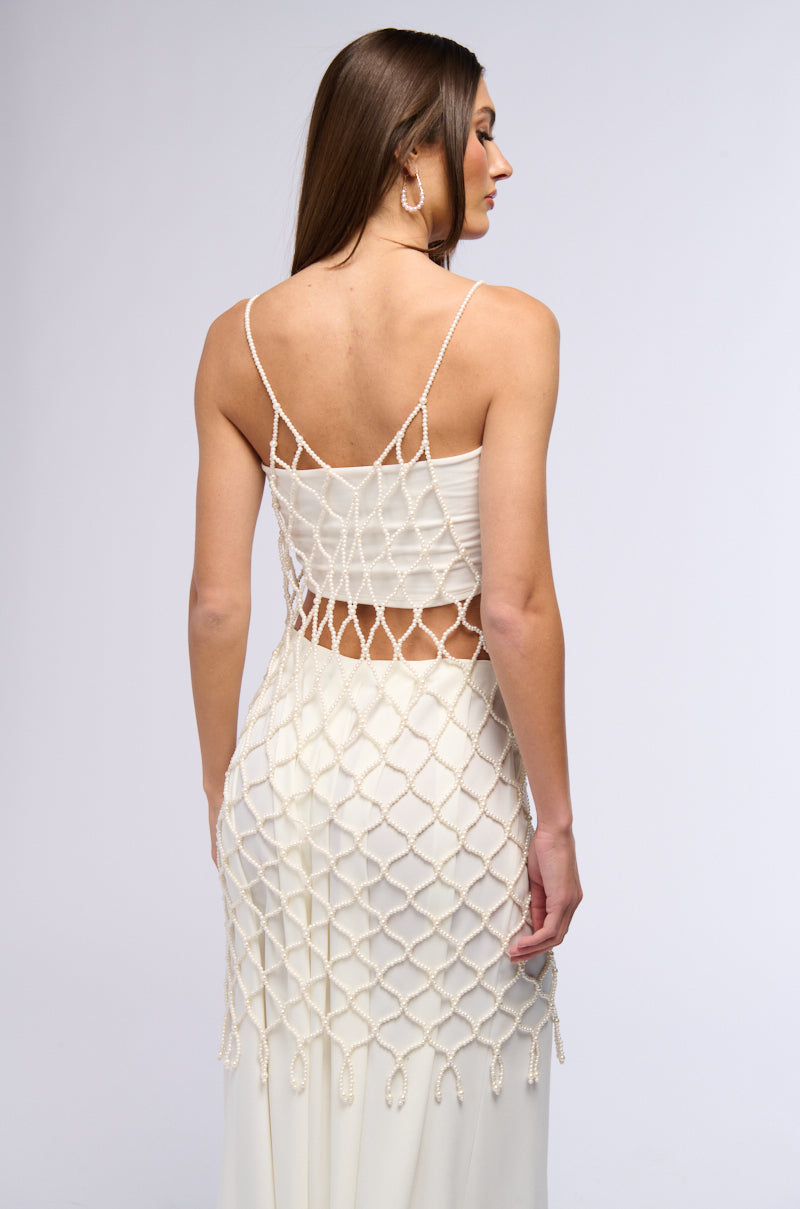 Ursula Pearl Beaded Midi Dress