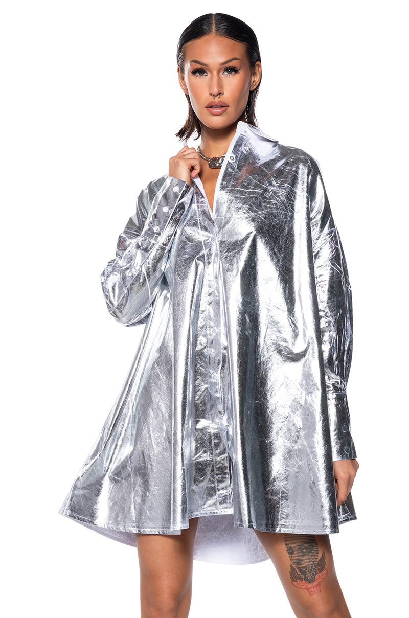 Venessa Faux Leather Shirt Dress