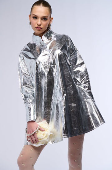 Venessa Faux Leather Shirt Dress