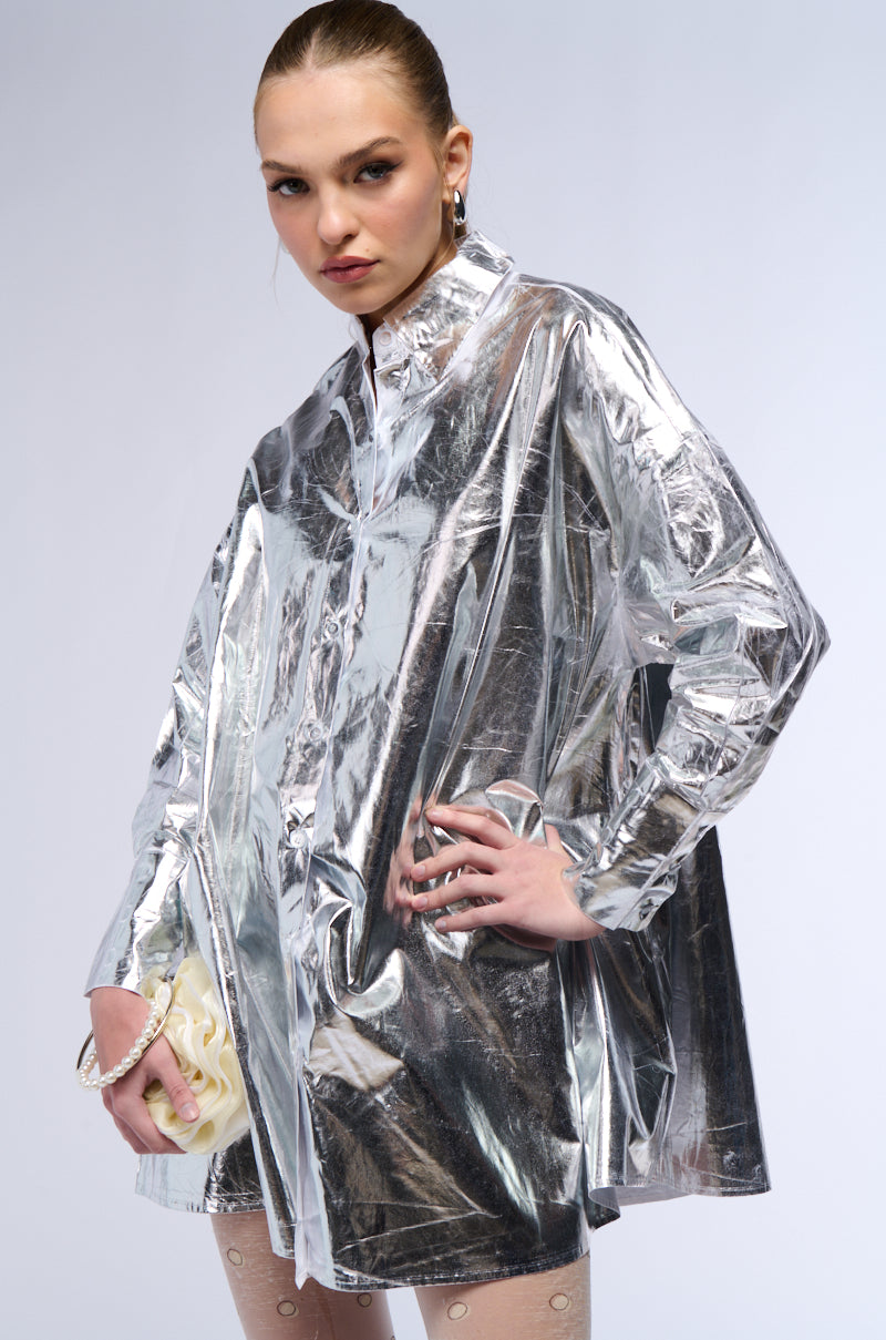 Venessa Faux Leather Shirt Dress