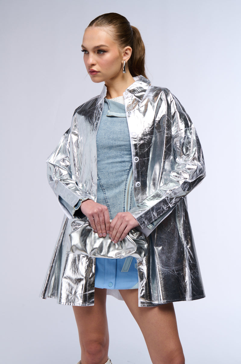Venessa Faux Leather Shirt Dress