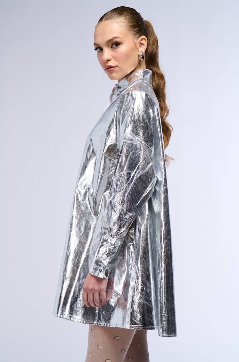 Venessa Faux Leather Shirt Dress