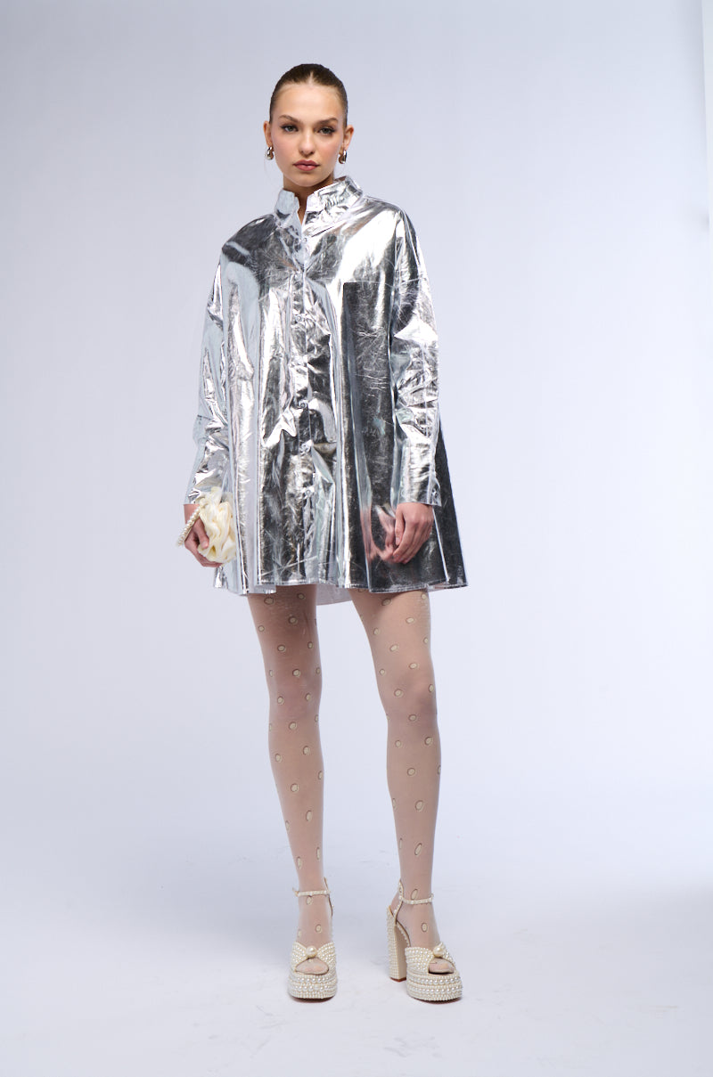 Venessa Faux Leather Shirt Dress