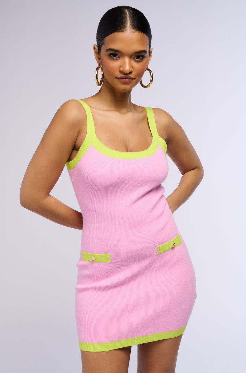 Watermelon Girl Knit Mini Dress And Cardigan Set