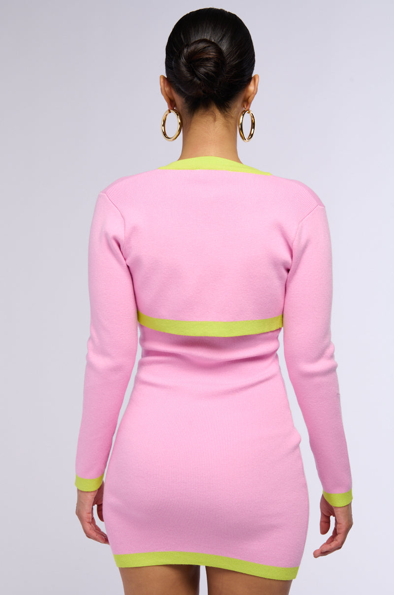 Watermelon Girl Knit Mini Dress And Cardigan Set