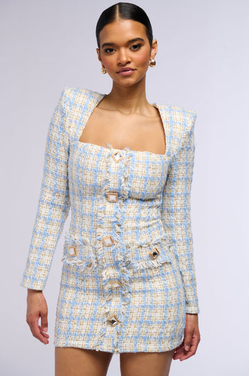 Whats The Tea Tweed Mini Dress