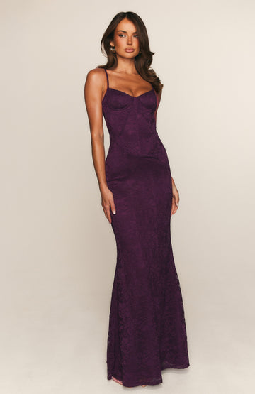Merlot Strapless Evening Maxi Dress