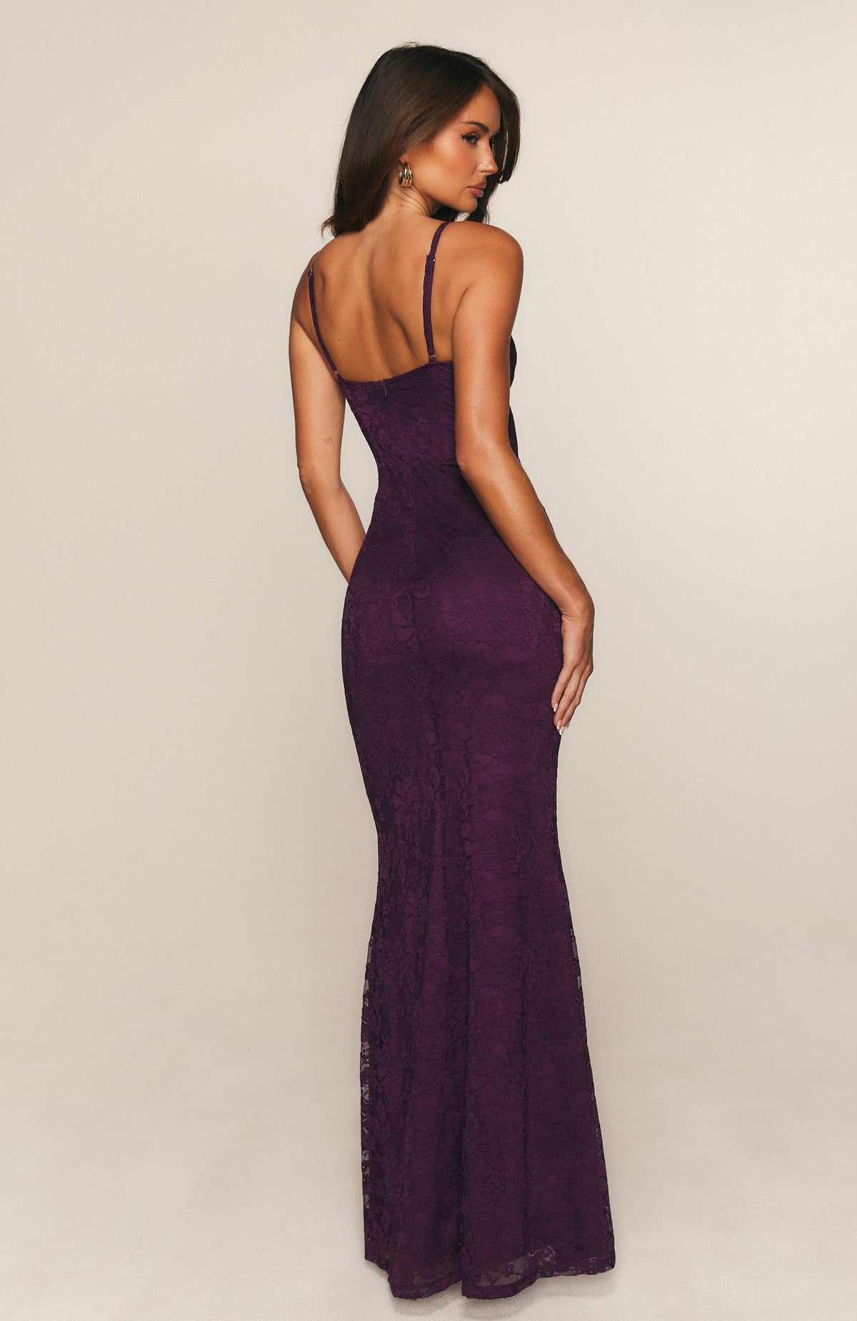 Merlot Strapless Evening Maxi Dress