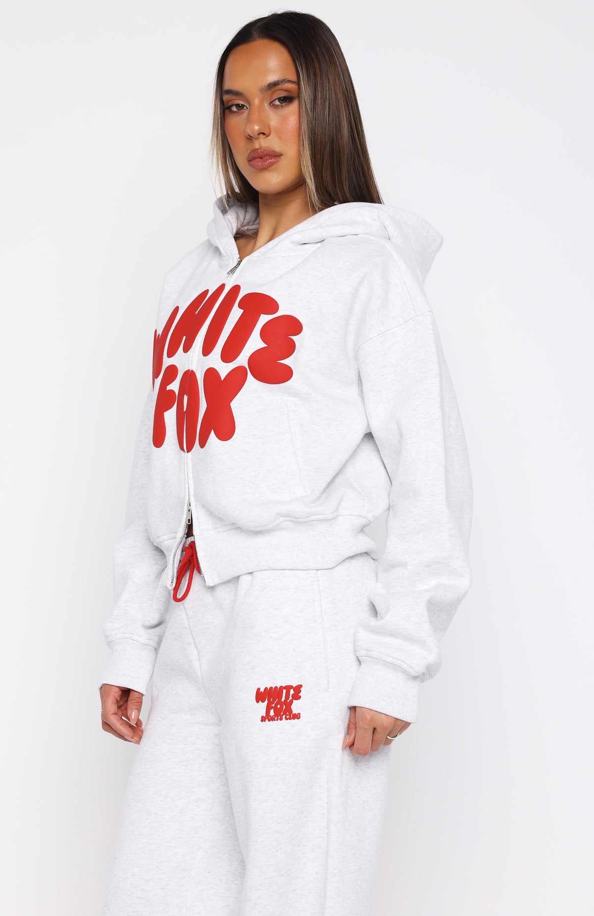Club 14 Allie Boxy Zip Front Hoodie Grey Marle