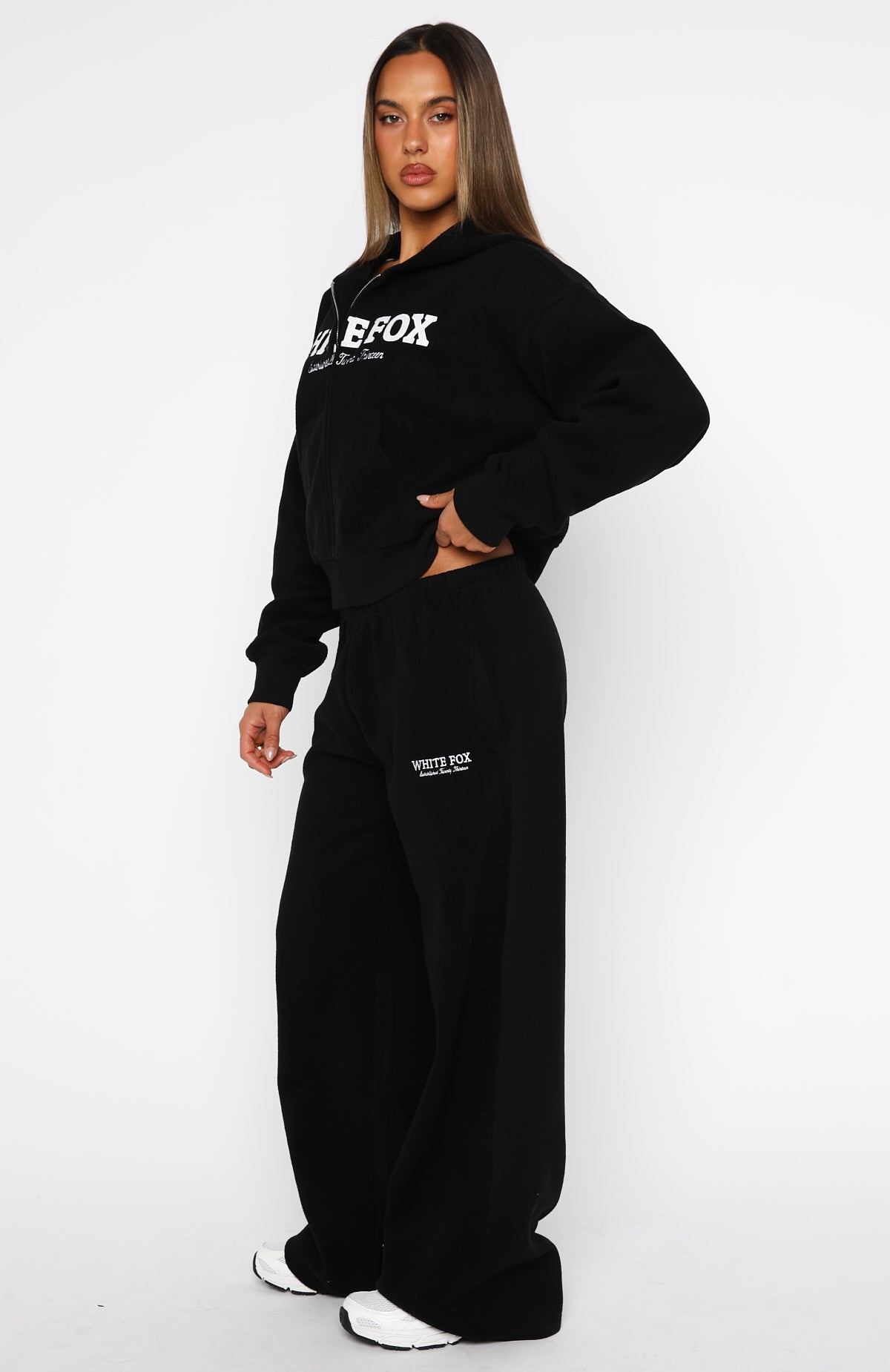 Just For Now Fleece Wide Leg Sweatpants Black