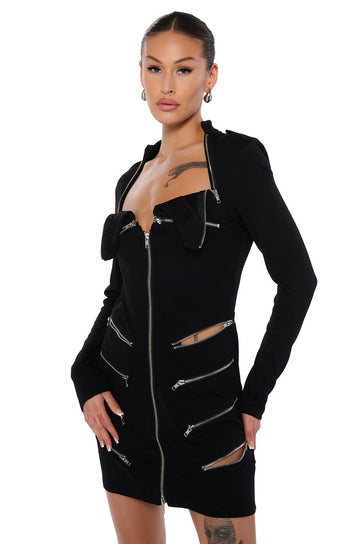 Zip Me Up Knit Mini Dress